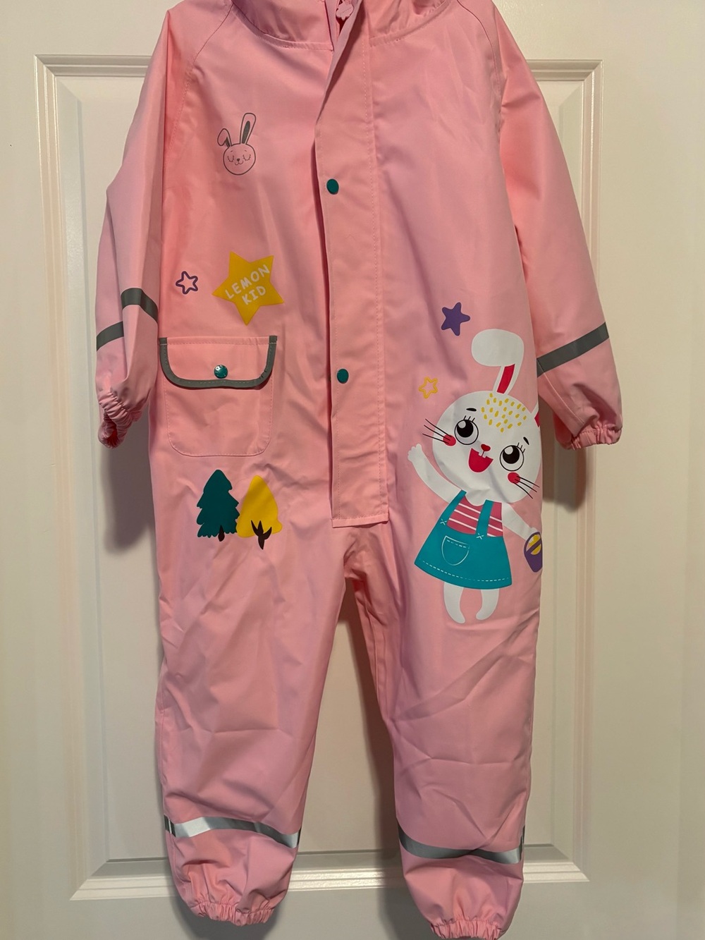 Lemonkid Pink Bunny Rain Suit  Waterproof Kids L jumpsuit New